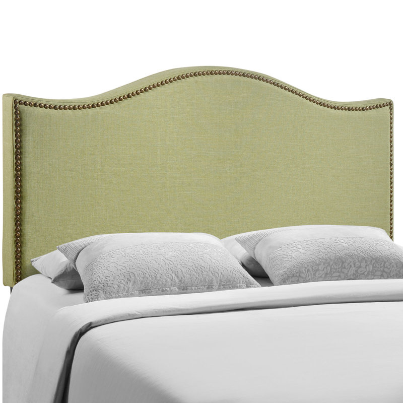 Curl Nailhead Upholstered Headboard, Ivory, Queen, Ivory