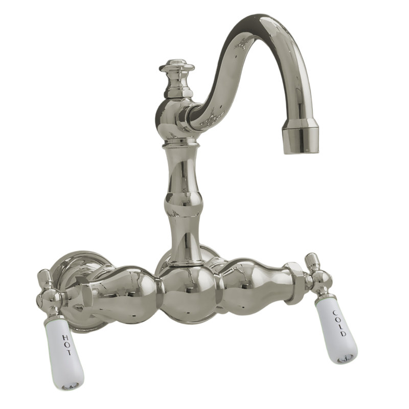 Tub Mount Arched Spout Faucet 3 Ball Handles by Strom Living, Matte Nickel