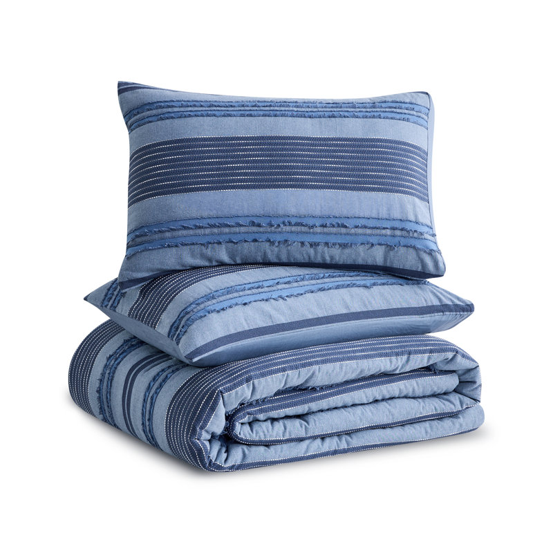 Wonderful Lightweight Comforter Set for All Season, Queen Comforter + 2 Standard Shams, Denim Blue