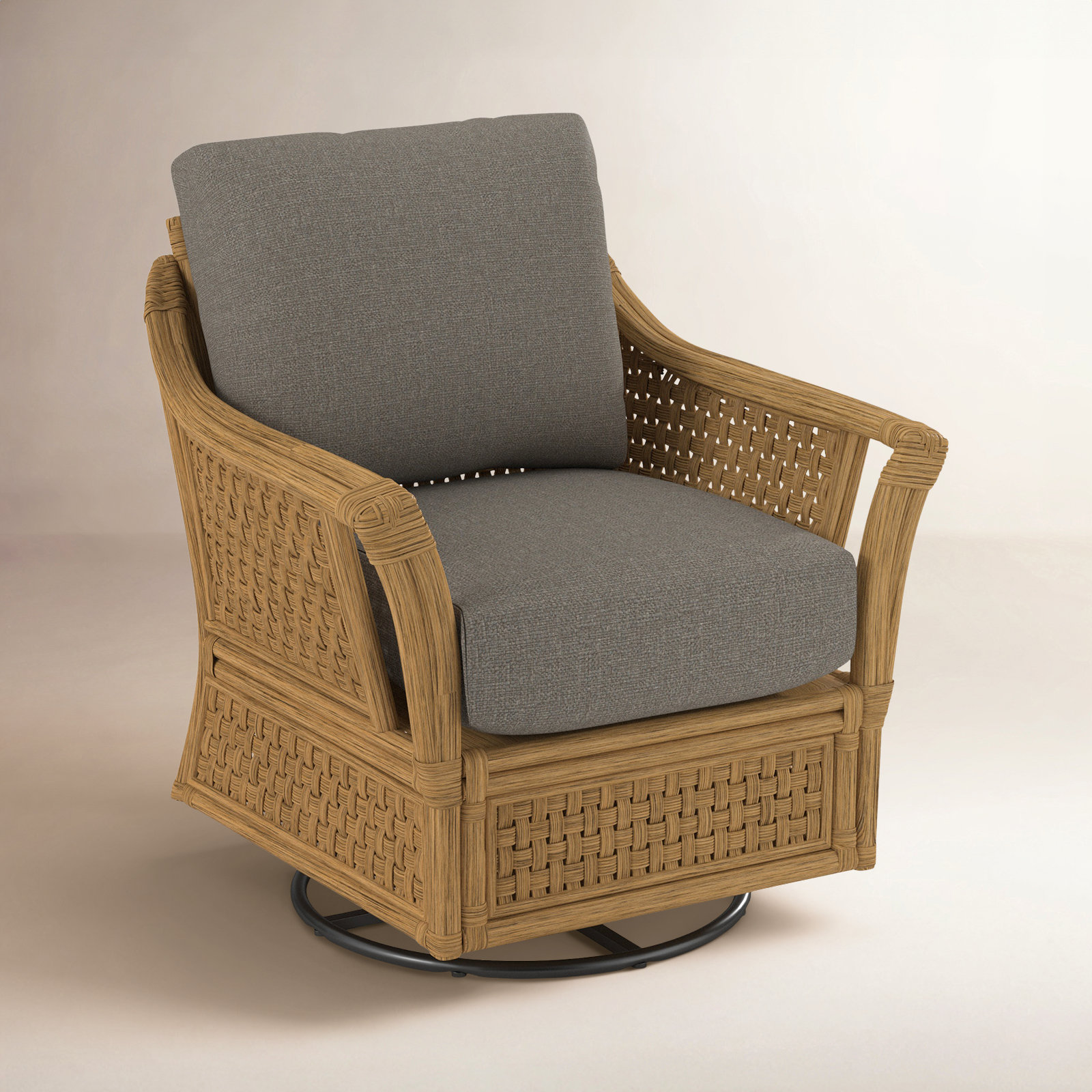 Boca Upholstered Swivel Armchair, Lapis Plaid; 0126-63, Honey