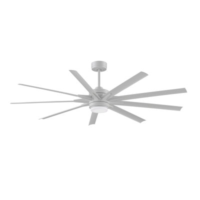 Ventilateur de plafond intelligent Odyn 72 pouces pour intérieur/extérieur avec kit d'éclairage DEL à température de couleur sélectionnable - Blanc mat avec pales blanches mates