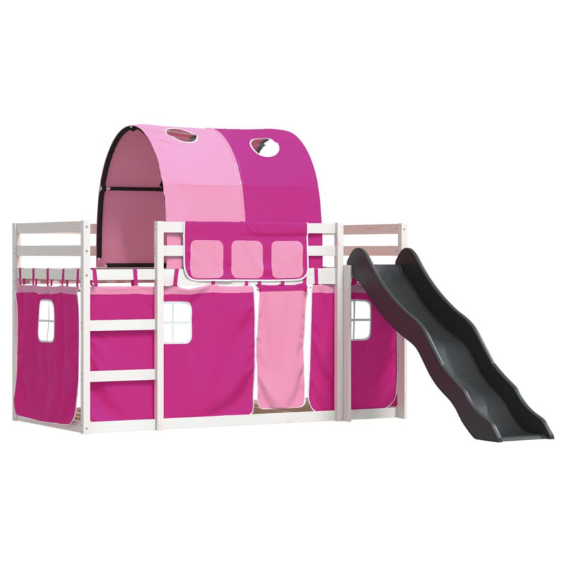 Pocono Bunk Bed Themed Beds with Trundle Included, Single (90 x 200 cm), White, Pink