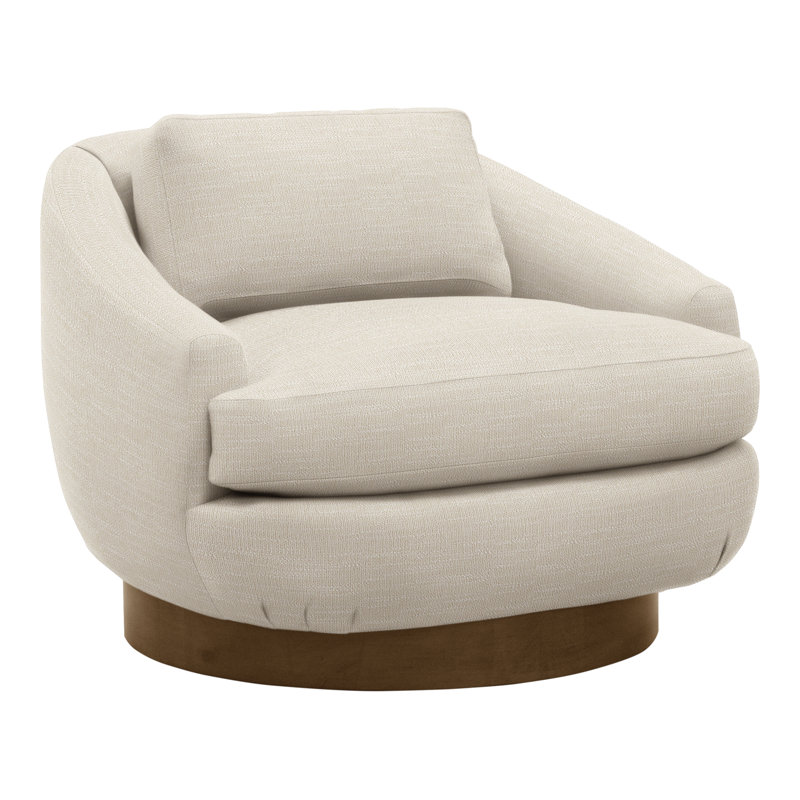 Penrose By Michael Weiss Swivel Barrel Chair, Tommy Flax, Havana