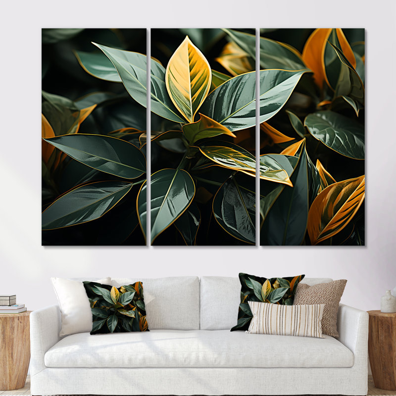 Garden Plants Botanical Fusion - Ensemble d'art mural plantes, Toile tendue, H 32 po x l 48 po x P 1 po