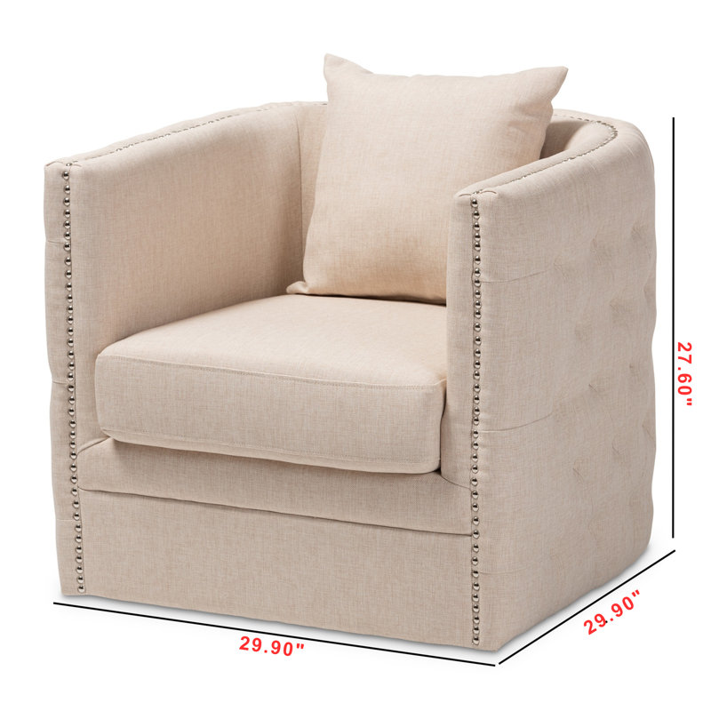 Gerdhilde Upholstered Swivel Armchair, Beige 100% Polyester