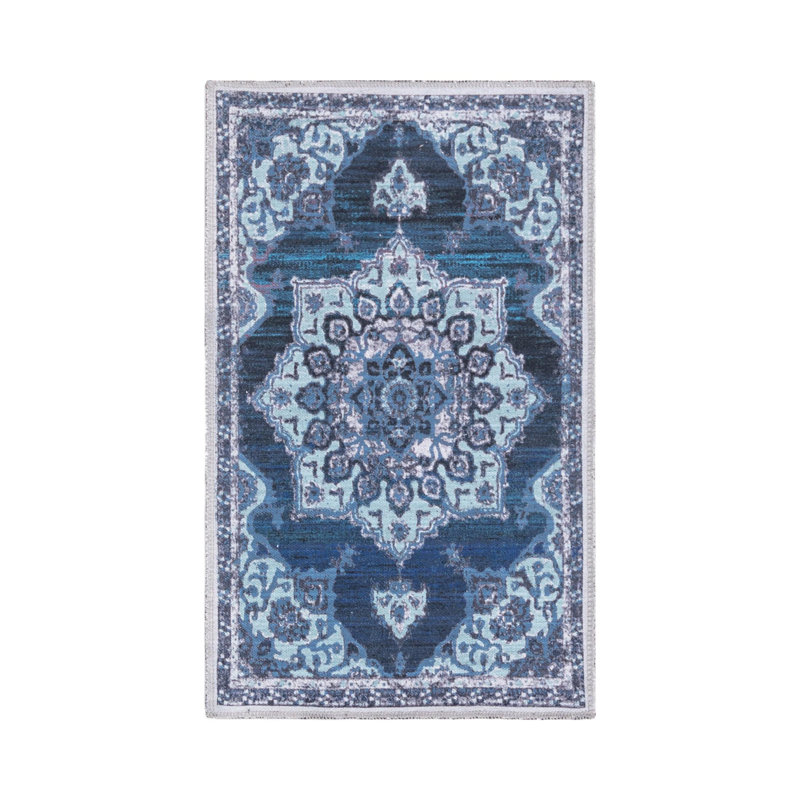 Tapis oriental gris / bleu Aten, Rectangle 2 pi x 3 pi 1 po