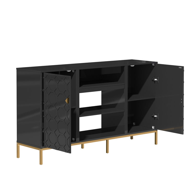 Crédence de rangement l 59,53 po, Noir, Non