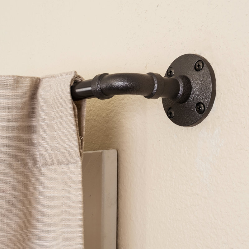 Tringle à rideaux simple réglable en métal Pryer, H 0,625 po x l 48 po x P 0,625 po, Bronze rétro
