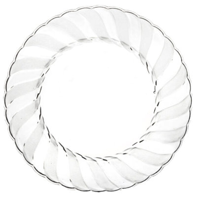 Assiettes en plastique transparentes rondes de 10,25 pouces avec bord évasé Ecoqualité pour 10 personnes