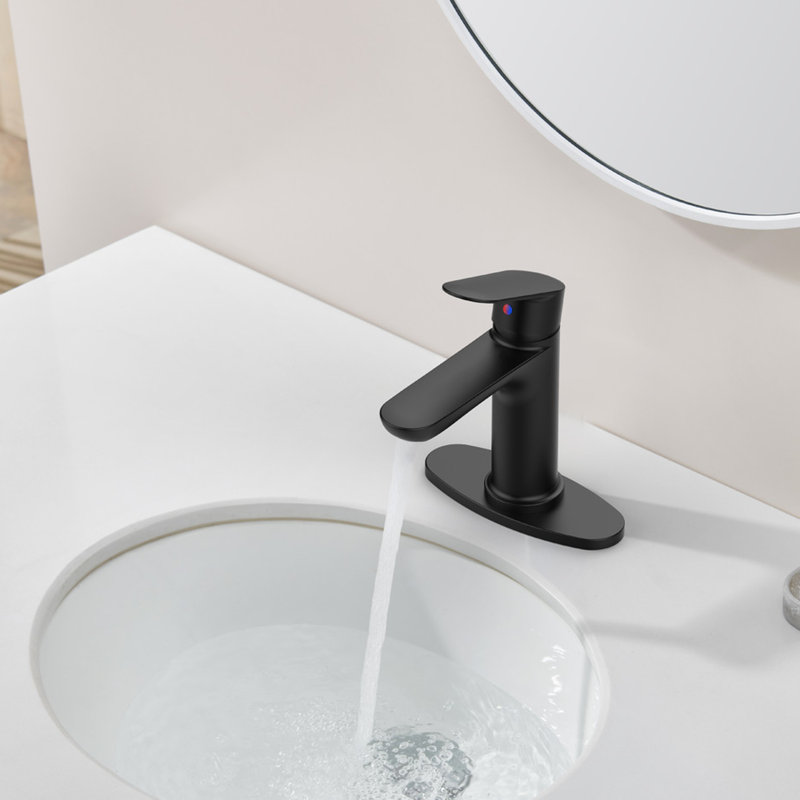 Matte Black Bathroom Faucet - Deck Mounted For 1 Hole, Scratch Surface, Corrosion Proof, Water Saving Aerator Functionality Function