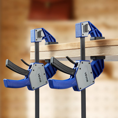 Pinces de bar pour le travail du bois, pince / épandeur à une main de 24 pouces, pince en F à prise rapide avec une limite de charge de 340 lb, plastique de qualité supérieure et acier au carbone, pour le travail du bois, bleu + noir