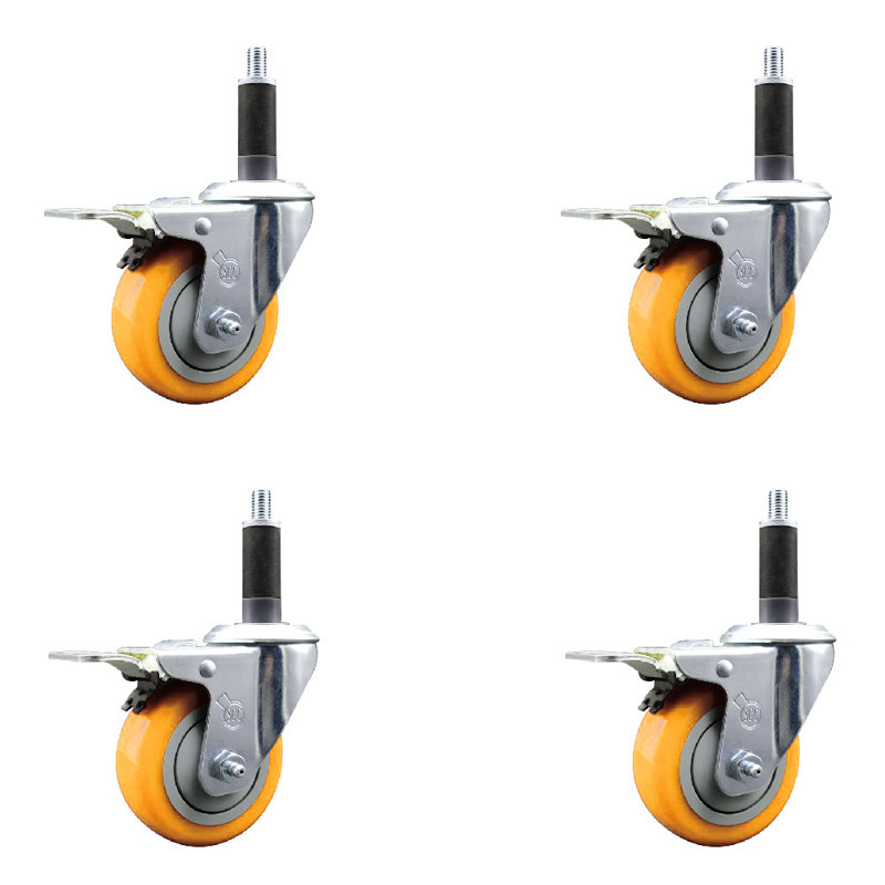 Frein de verrouillage à roulettes extensible 3,5 pouces 3,5 pouces, Jaune