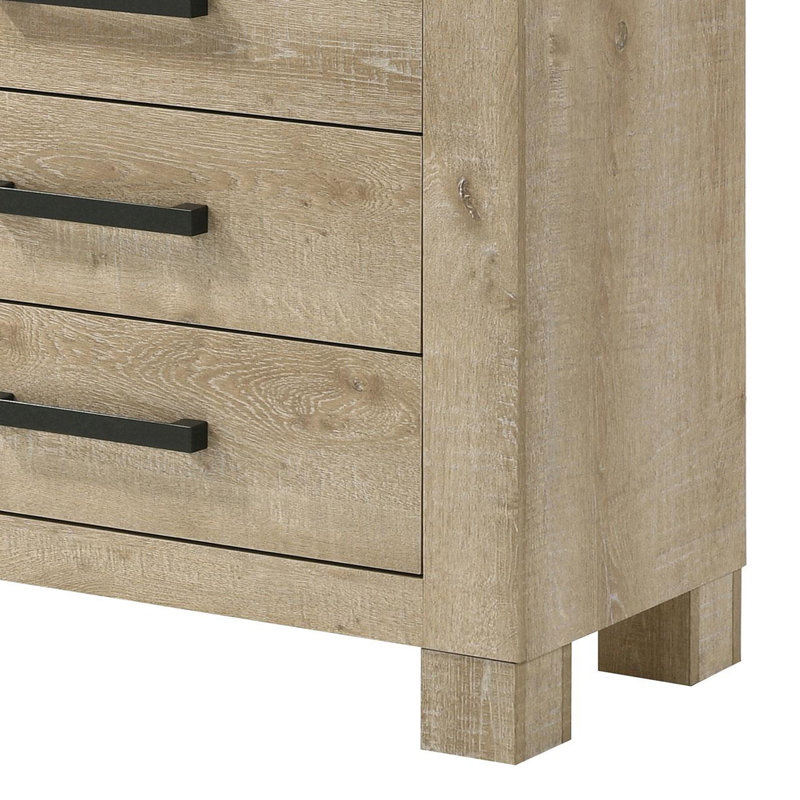 Commode 5 tiroirs en chêne vieilli