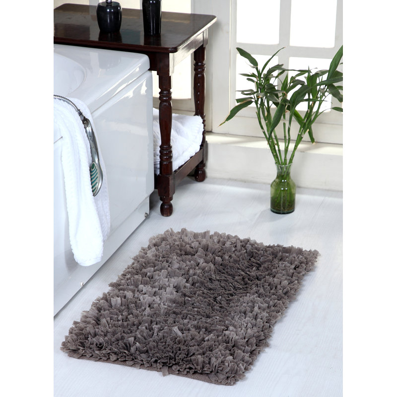 Annalease Cotton Blend Non-Slip Bath Rug, Gray
