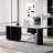 White + Black Rectangular Sintered Stone + Solid Wood + Iron desk-1586983864