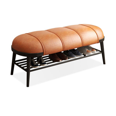 Orange Upholstered Bench