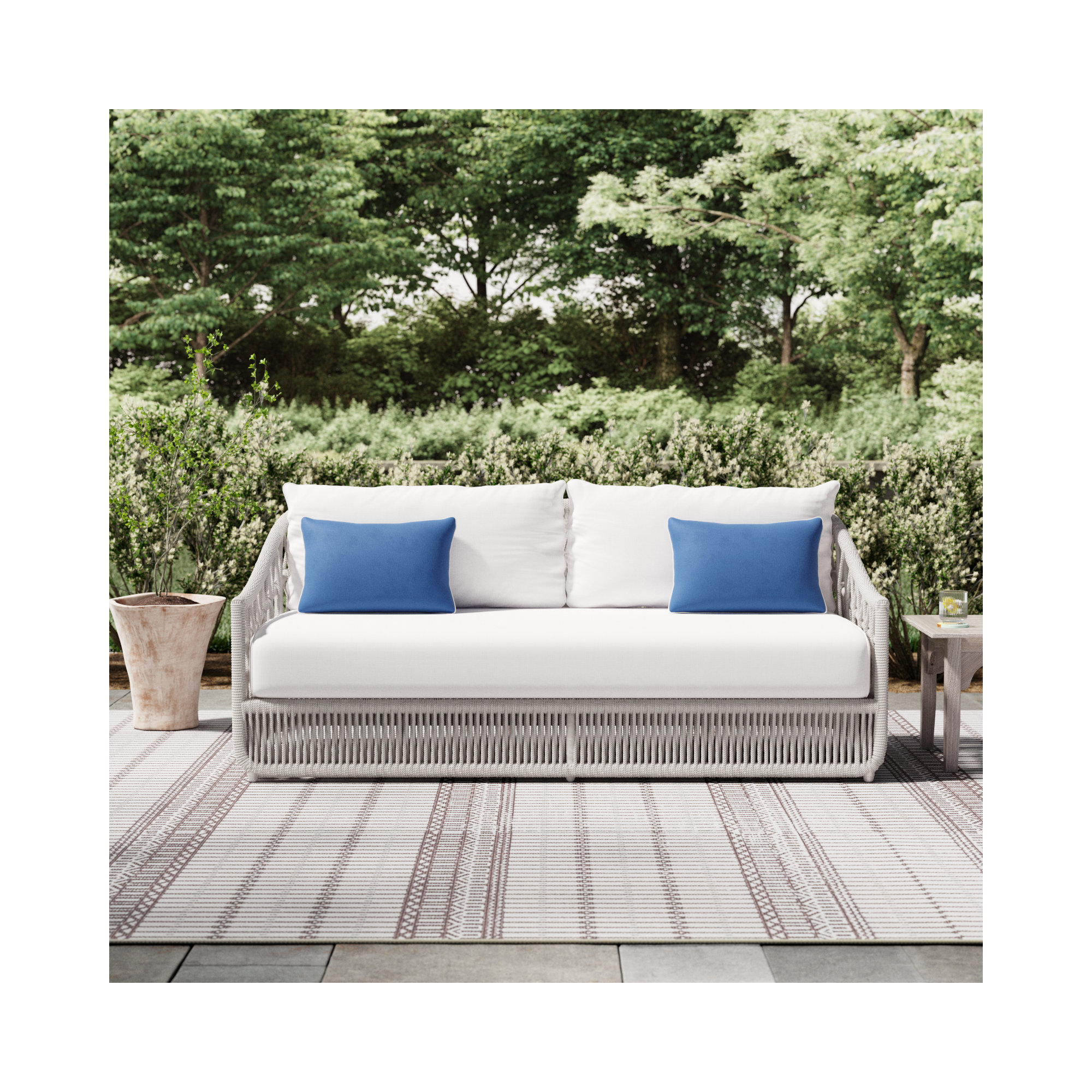 Lucan 78'' Wide Outdoor with SunbCushions, Linen Canvas Sunbrella® Canvas