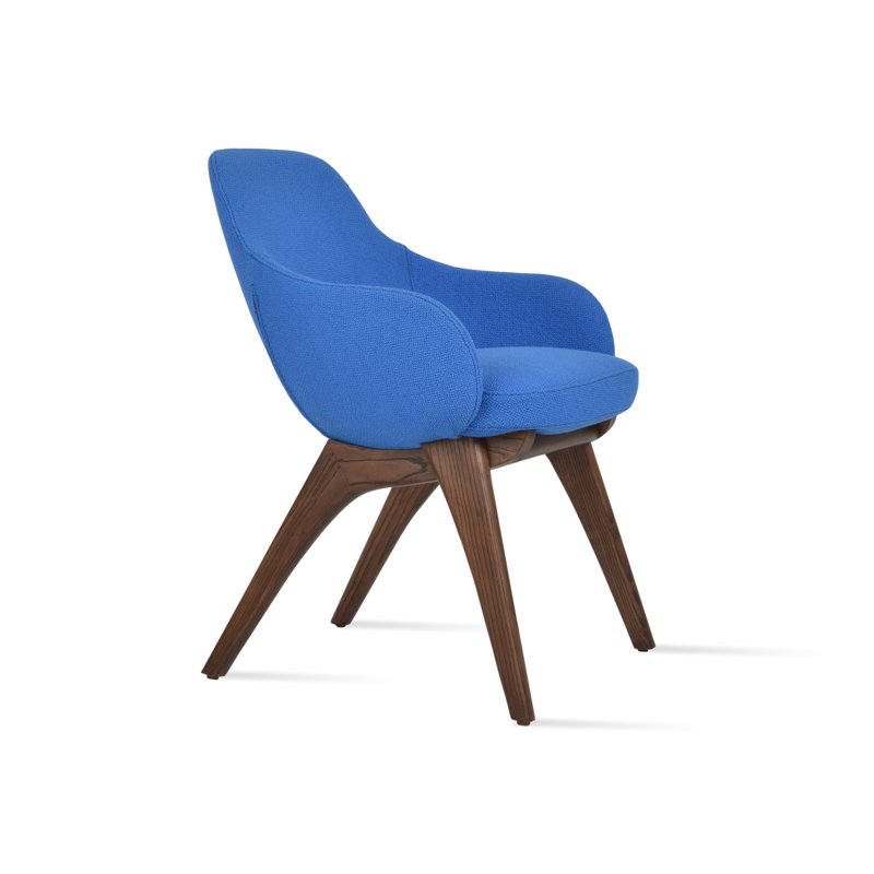 Gazel Arm X Wood Chair, Boucle Blue