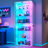 70.9" T Glass Door Display Cabinet with RGB Light, 6-tier Rounded Corner Storage Cabinet with Human Body Sensor -1010510728