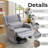 Oversized Swivel Rocker Recliner Chair, 26" Extra Wide Glider Nursery Chair with Adjustable Headrest, Chenille Power Recliner Rocking with Double Cushion, Cup Holder，Grey-1156055717