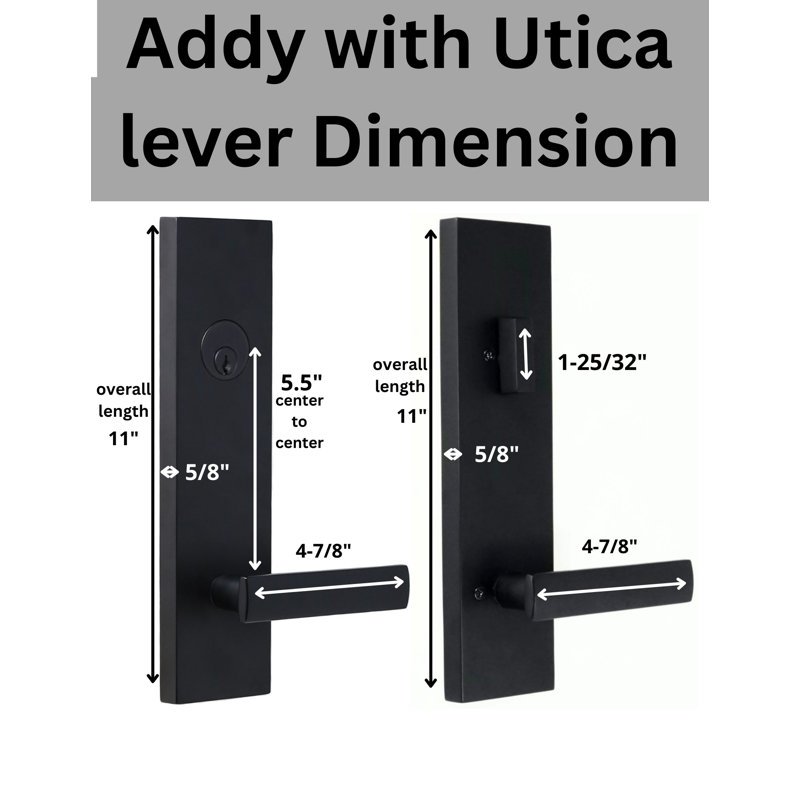 Matte Black Modern Single Cylinder Entry Lever Set