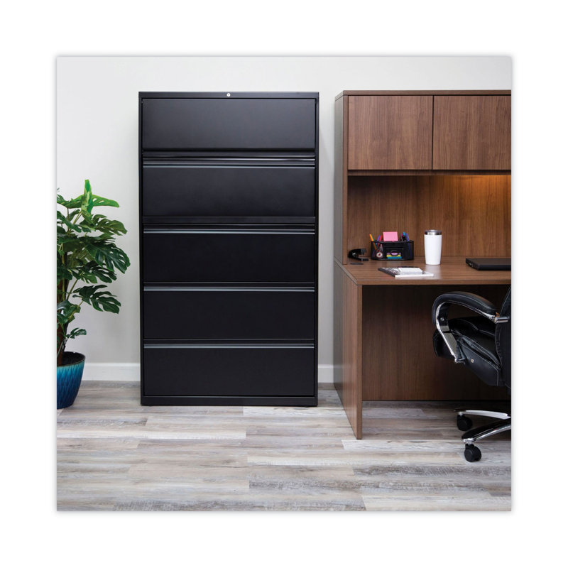 Black 36'' Wide 5-Drawer Lockable Metal File Cabinet
