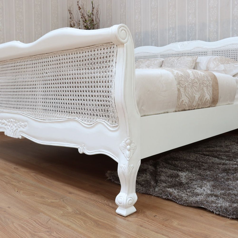 Hellenic Solid Wood Bed, Antique White, Super King (6')