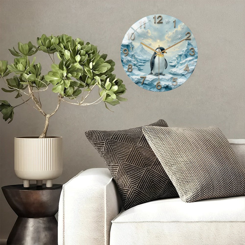 Horloge murale décorative pingouin