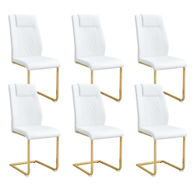     Kimara Modern Faux Leather Diamond Quilt Cantilever Dining Chairs 