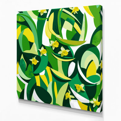 Abstrait, formes 56, art mural sur toile verte