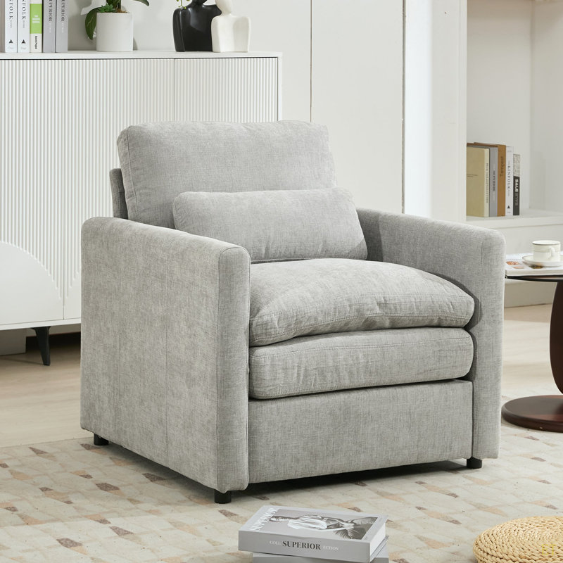 Fauteuil rembourré 31,9 "surdimensionné et confortable, Light Gray