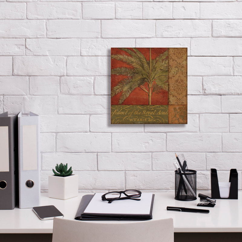 «Golden Palm II» par NBL Studio, art mural en verre acrylique, H 12 po x l 12 po x P 0,75 po