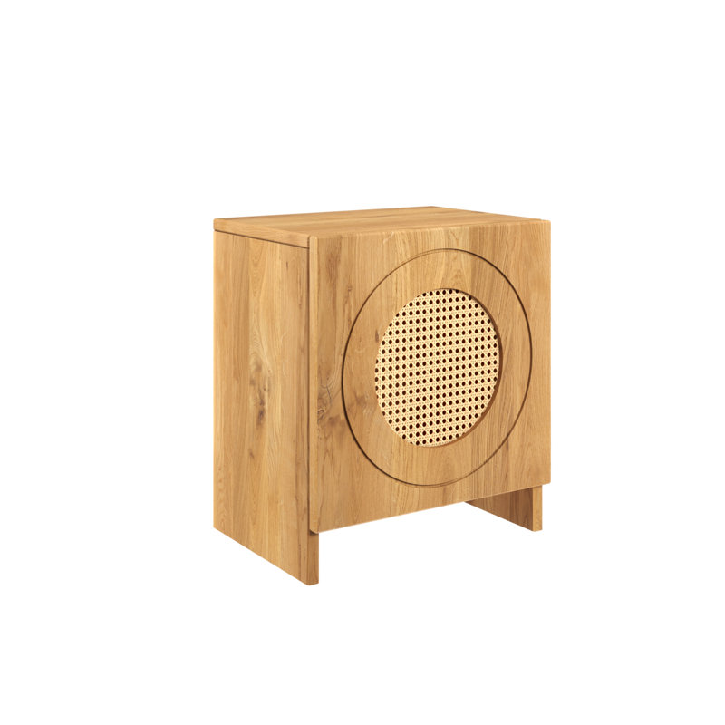 Shawny 44cm W Solid Wood Bedside Table, Natural Varnish