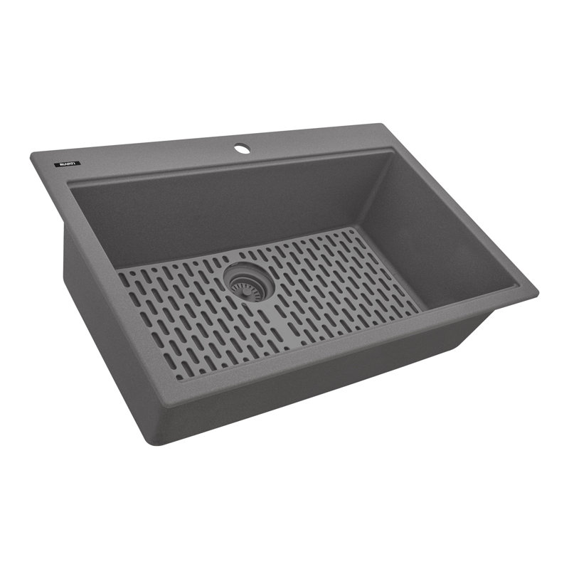 33'' L Drop-In Double Bowl Granite Kitchen Sink, Urban Gray