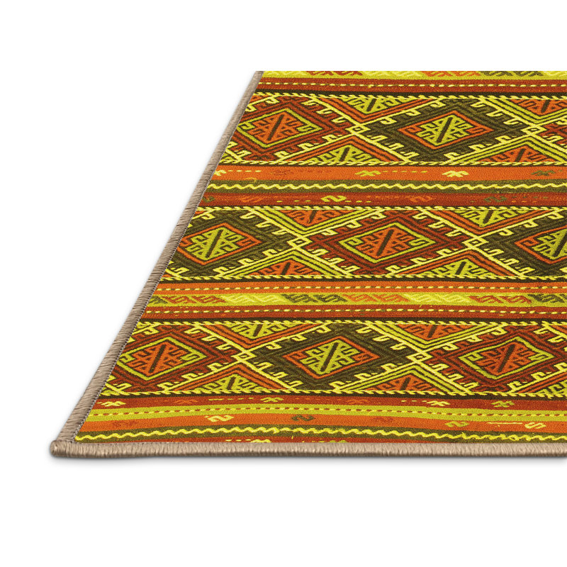 Tapis contemporains jaunes lavables à la machine 807, Rectangle 8 pi x 12 pi