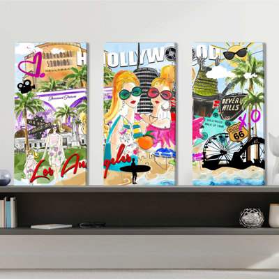 «Take Me to Los Angeles» par Jodi - reproduction d'art sur toile tendue à pièces multiples