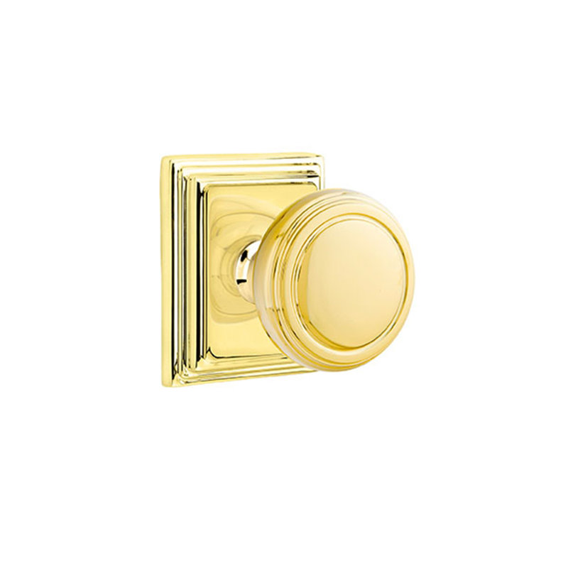Passage Norwich Knob with Wilshire Rose, Polished Brass