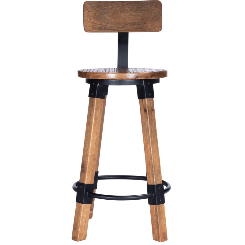 Tabouret de bar et de comptoir en bois massif Ston Easton, Brun, Tabouret de comptoir (siège d'une hauteur de 26 p