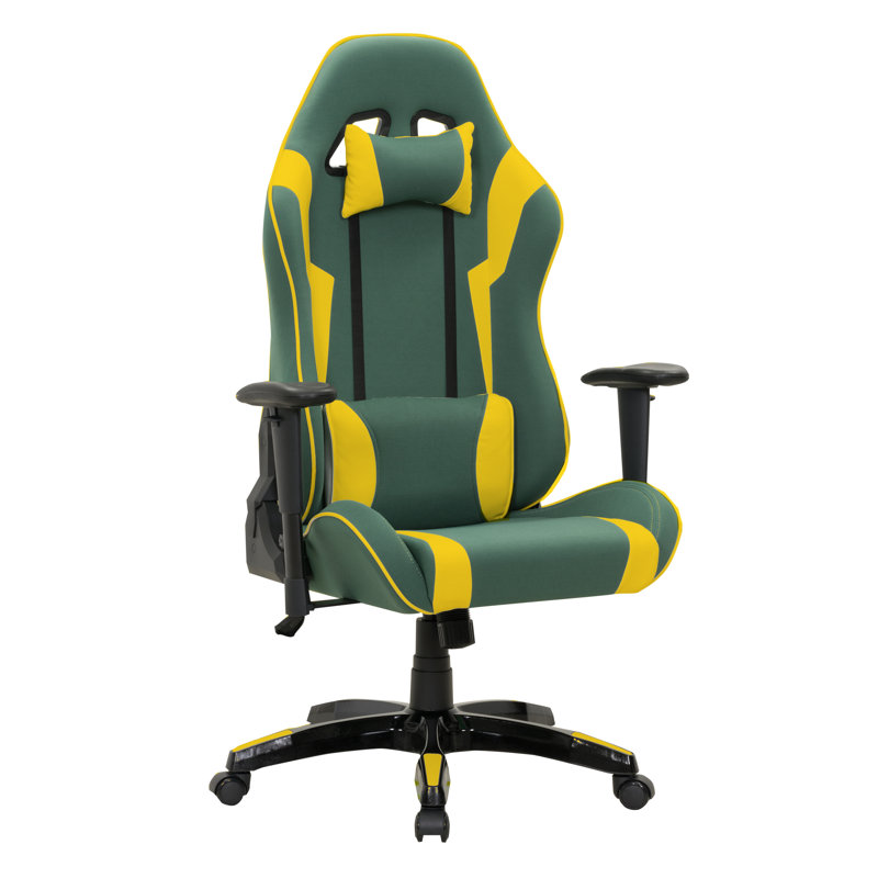 Latitude Run® Adjustable Reclining Ergonomic Swiveling PC & Racing Game Chair, Green/Yellow