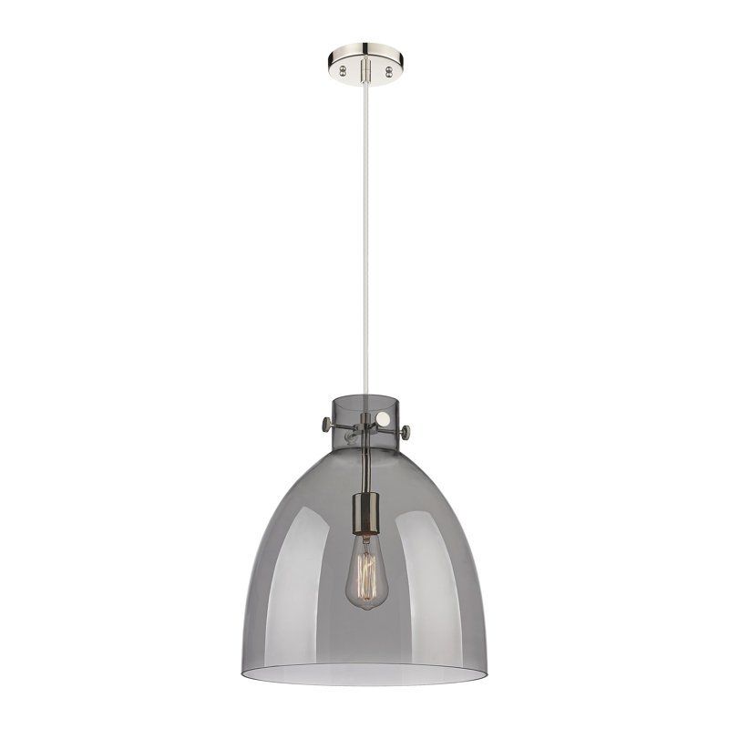 Luminaire suspendu à 1 lumière Badgett, Plaqué couleur fumée, H 16 po x l 14 po x P 14 po, Nickel poli