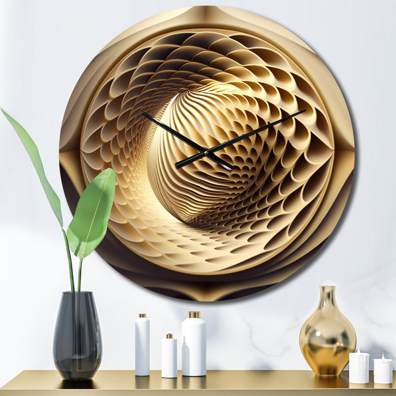 Horloge murale, décor géométrique doré Op Art - Dimensions rétro géométrique doré Op-Art VI, Petit