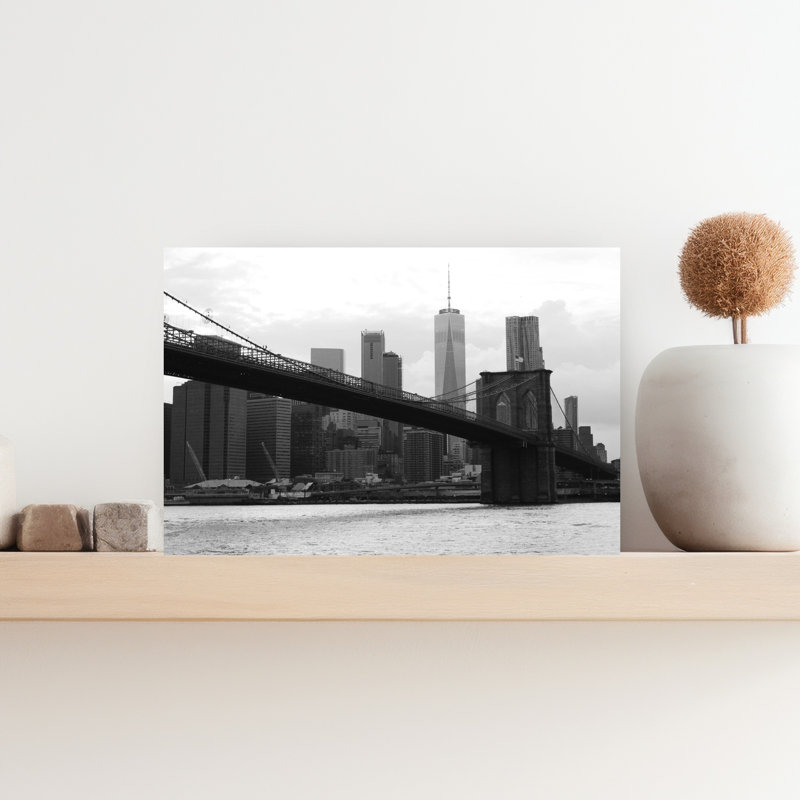 Iconic Brooklyn Bridge Skyline Abstract Contemporary Architecture City Wall Art Print 1 Piece Wrapped Canvas Wall Art