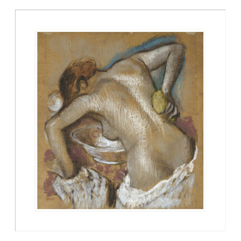 «Femme lavant le dos avec une éponge» par Edgar Degas, impression giclée encadrée, H 24,61 po x l 23,5 po