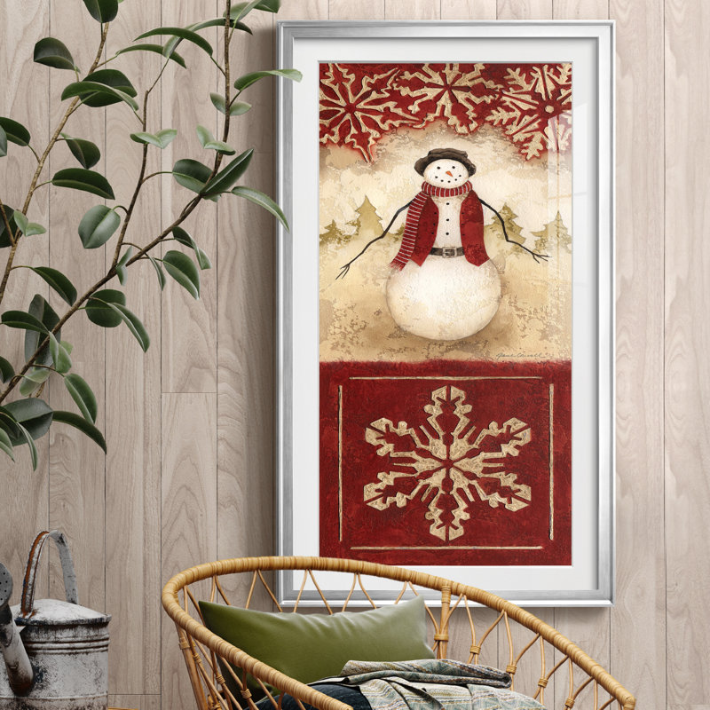 Sophistiqué bonhomme de neige II - Cadre photo, reproduction d'art sur papier, Encadrement argenté