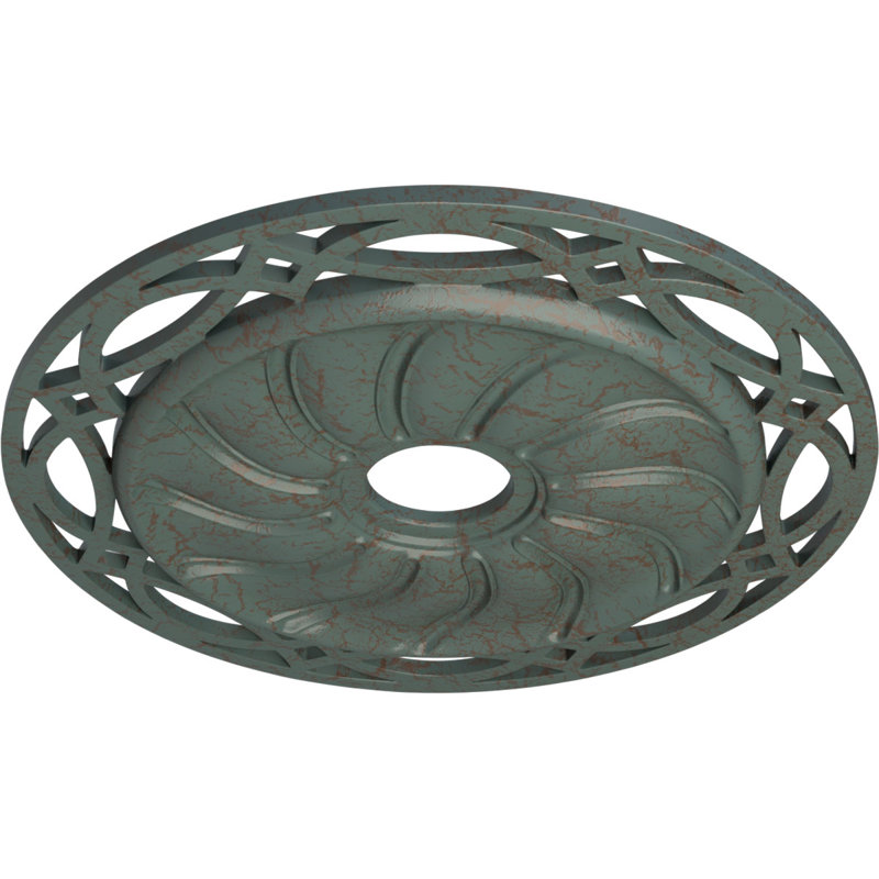 Médaillon de plafond Endurathane Loera, DE 26 5/8 po x P 4 1/2 po x P 1 3/8 po (convient aux auvents jusqu'à 6 1/4 po), finition craquelée en nuage peinte à la main