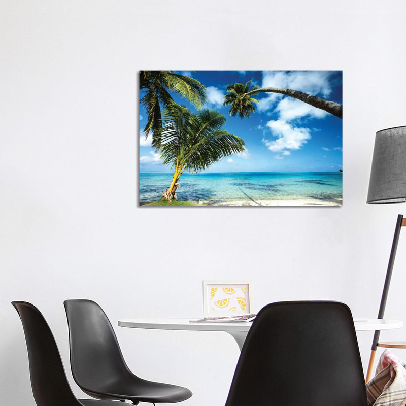 Palm Trees On The Beach, Bora Bora, Society Islands, French Polynesia V by Panoramic Images - Wrapped Canvas Print