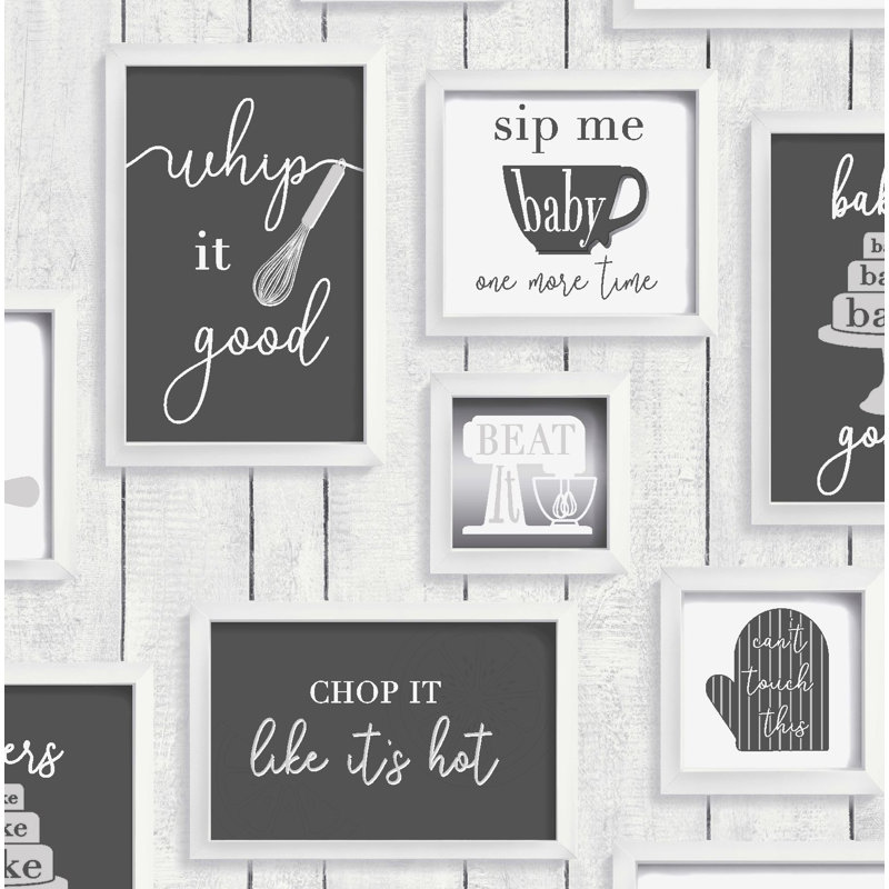 Contour Framed Quotes Black / White Heavy Weight Vinyl Washable Wallpaper