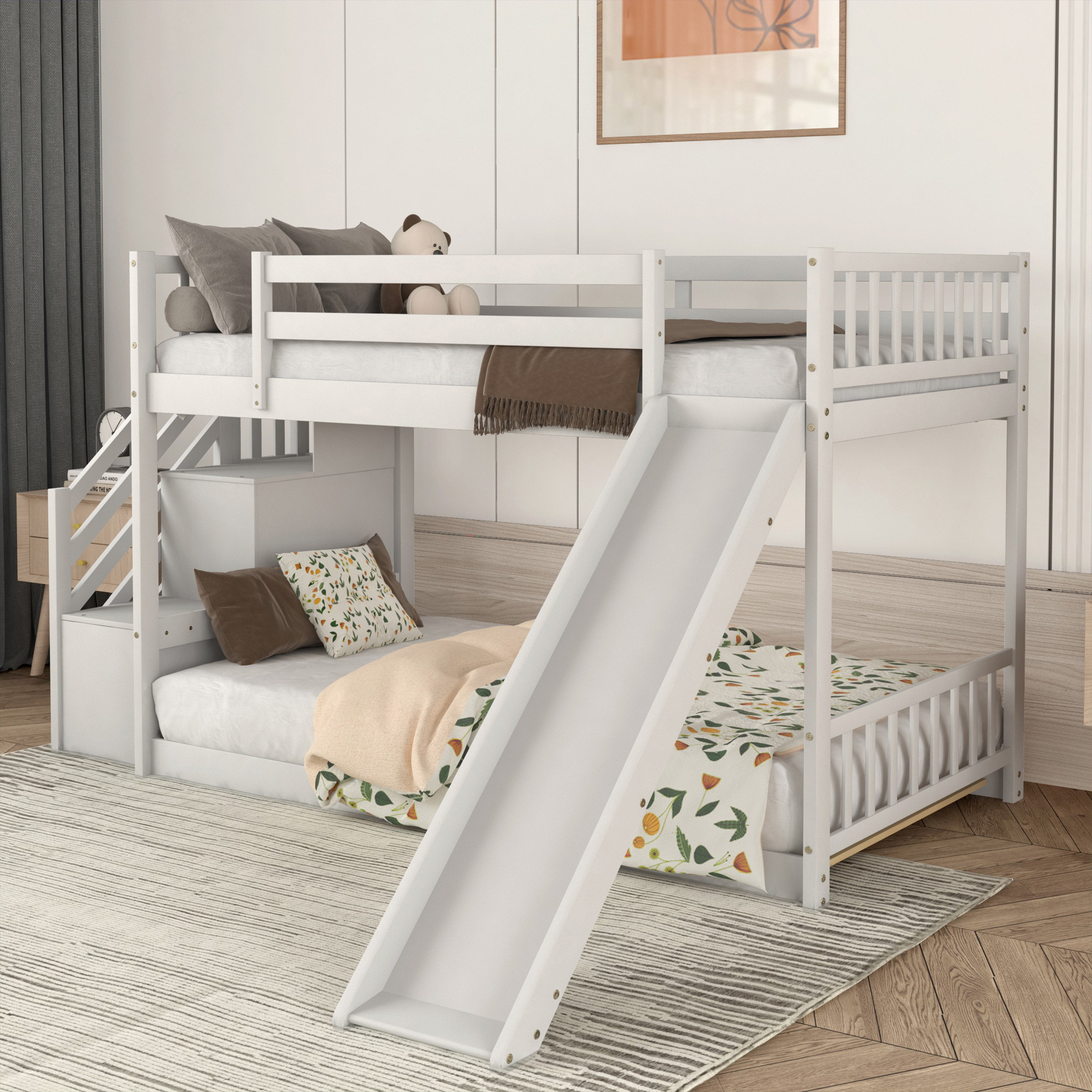 Harriet Bee Germina Twin Over Twin Solid Wood Standard Bunk Bed With 