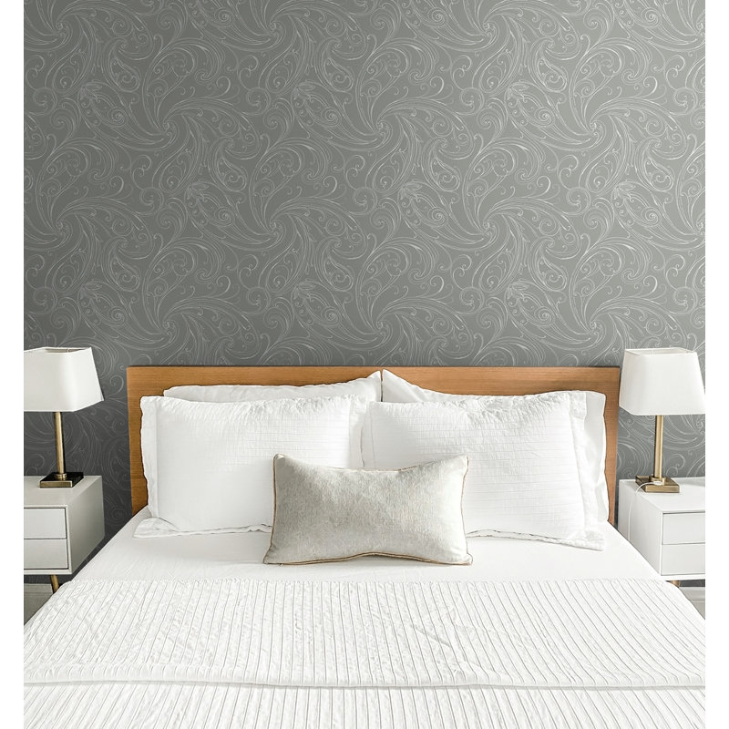 Papier peint Seabrook Designs, Gris ; argent, Papier