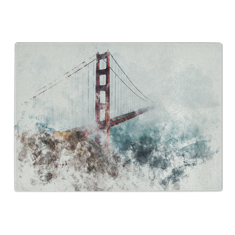 Golden Gate Bridge Vol.2 Watercolour Chopping Board, 0.4cm H x 20cm W x 28.5cm L